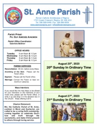 August 20th & 27th, 2023 Bulletin